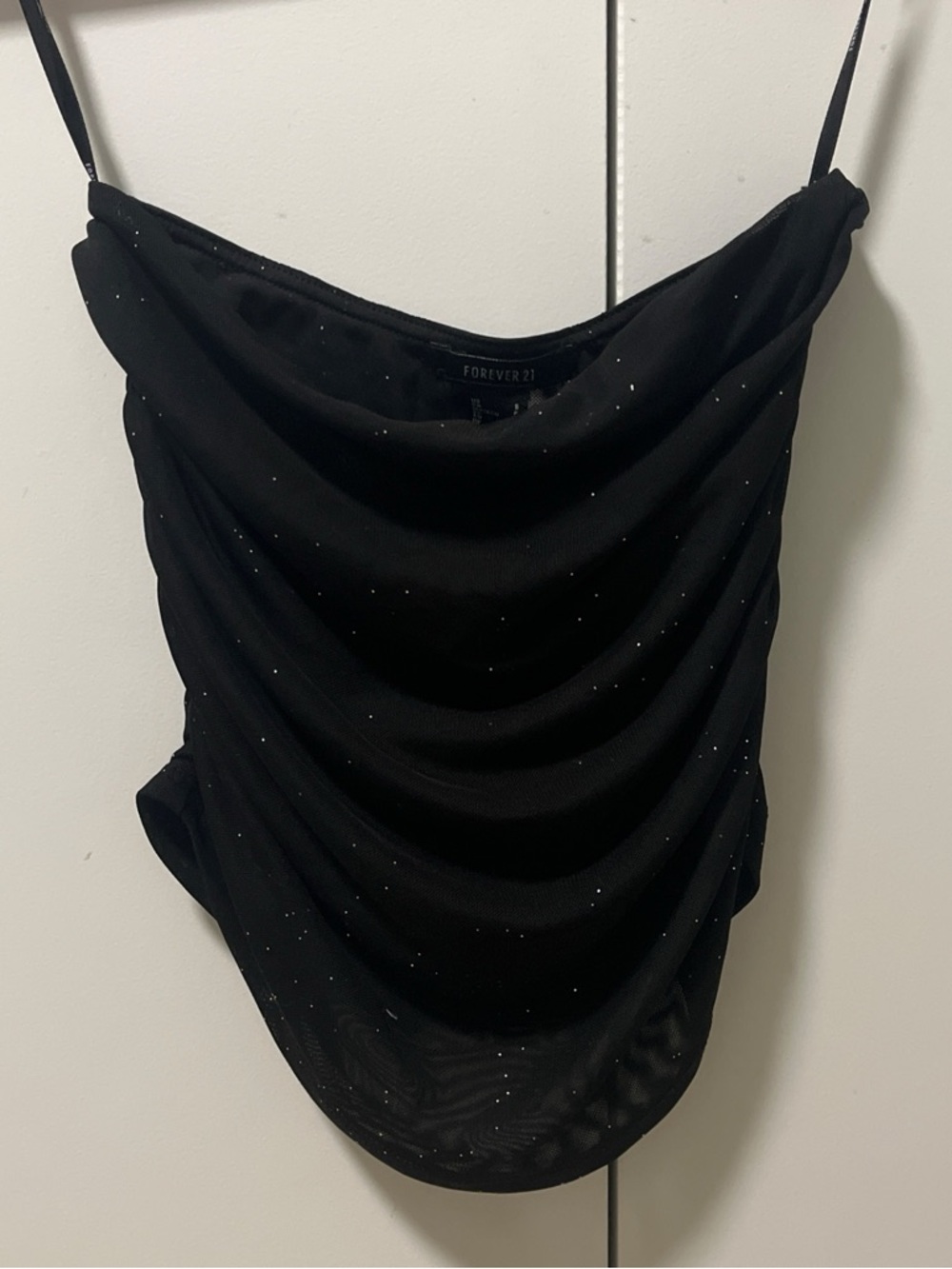 Forever 21 Black Sheer Rhinestone Mesh Cami Top Size S spark